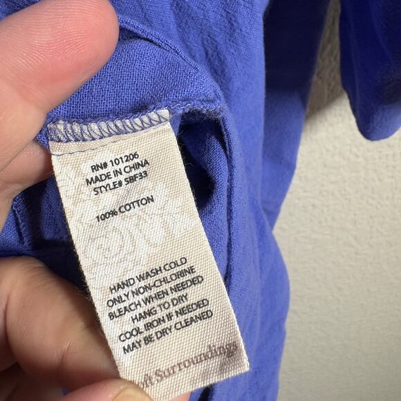 Soft Surroundings Plus Size 2X Benedetta Gauze Topper Cardigan Blue One Button - Picture 7 of 7